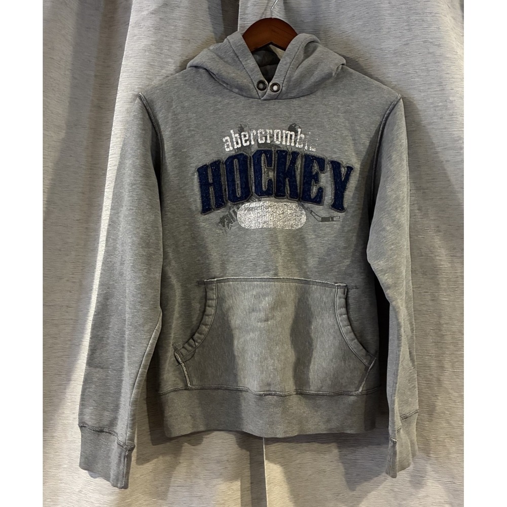Y2K Abercrombie Hockey Hoodie Collegiate Grunge Skate Youth Size XL